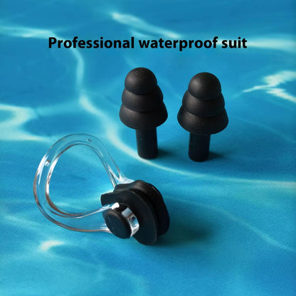 Swimming Nose Clip Earplug Set Silicone Professional Three-Layer Waterproof, Non-Slip and Anti-Choking Nose Obstruction Adult Sw