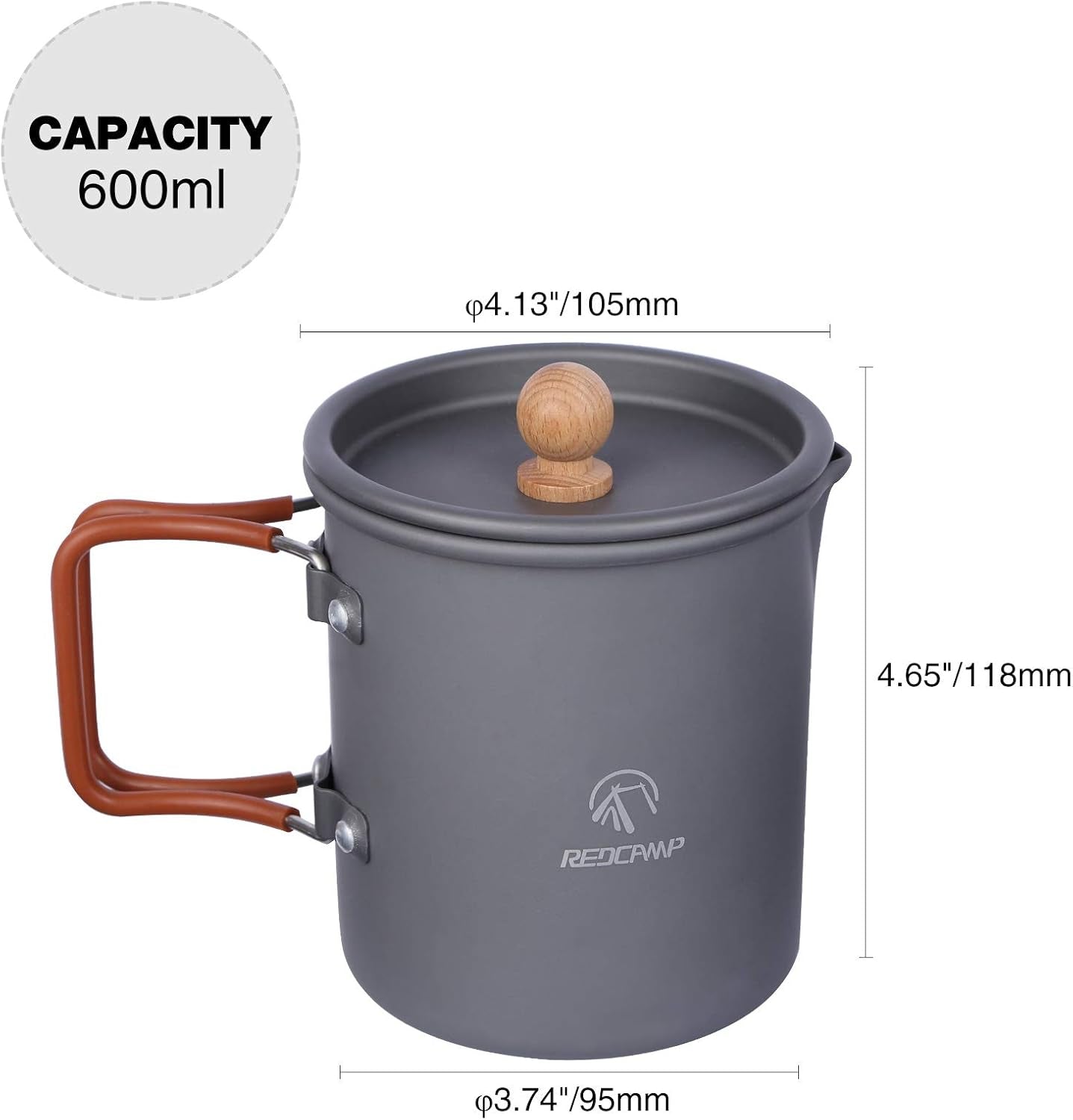 600Ml Aluminium Camping Coffee Pot with Cup, Lightweight Camping Cup Coffee Mug for Outdoor Cooking Backpacking Hiking