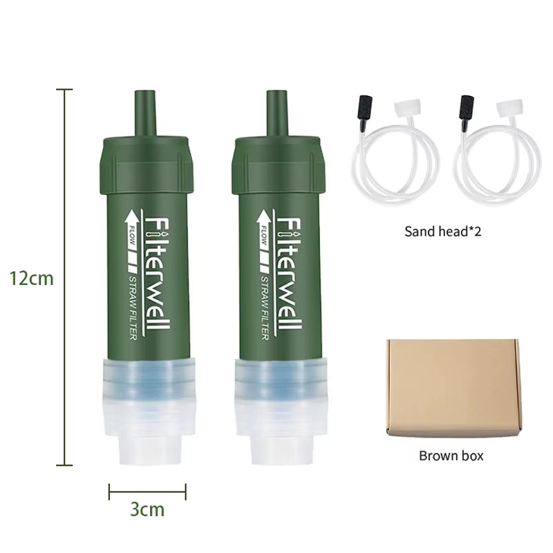 Filterwell Mini Emergency Water Filter Straw Personal Outdoor Survival Camp Filters Drinking System for Camping Hiking Travel