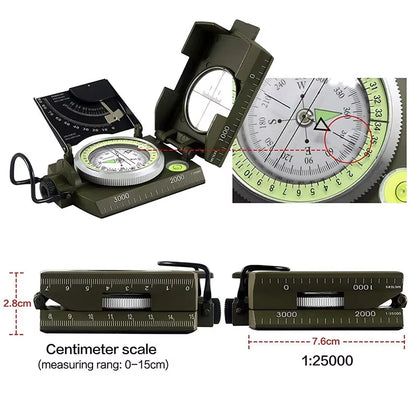 High Precision Professiona Tactical Survival Luminous Compass Camping Mulitifunctional Waterproof Geological Navigation Gadgets