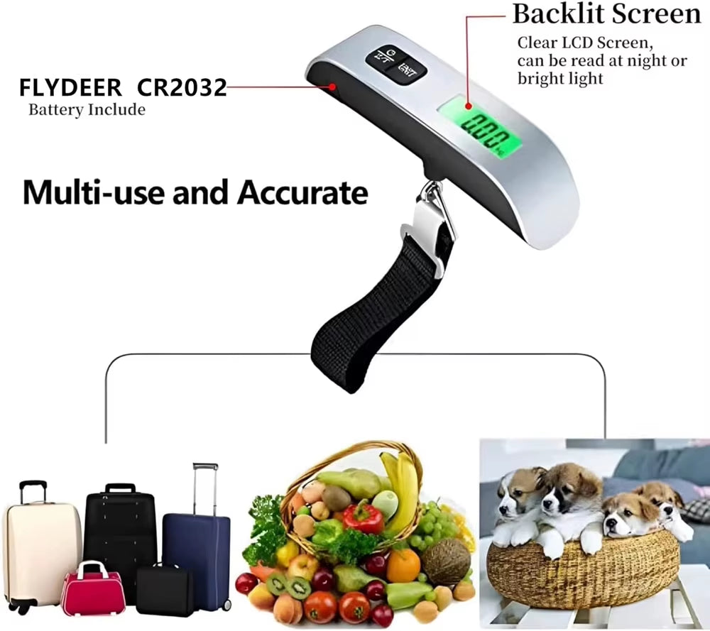 Digital Luggage Scale 110Lbs Hanging Baggage LCD Display Portable Suitcase Weighing Scale Travel Luggage Weight Scale Tool