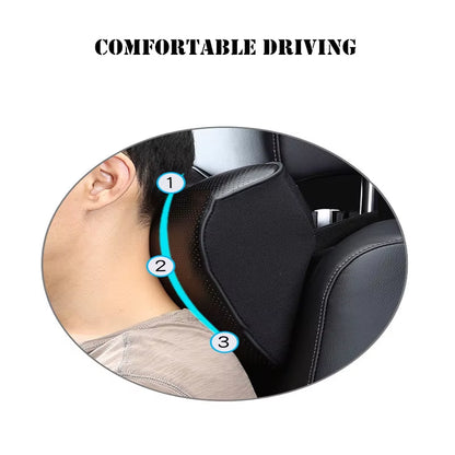 Genuine Leather Car Neck Pillow Set Memory Foam Auto Rear Seat Back Headrest Lumbar Supports Travel Cushion Cover Accessories