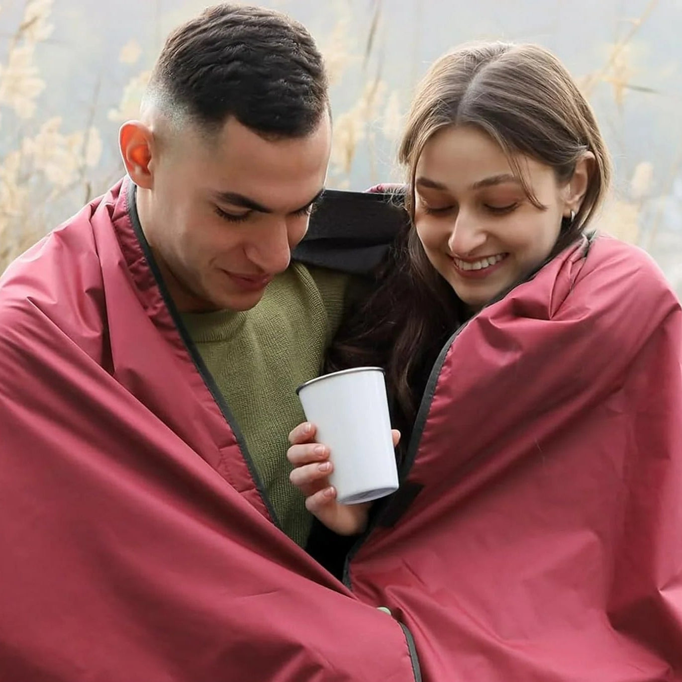 Hooded Stadium Blanket, Waterproof Windproof Outdoor Fleece Blanket - Large (79X56), Portable, Wearable, Warm for Outdoor Camping, Picnic, Stadium, Sports, Beach, Concerts, Car-Wine Red