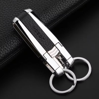 Top Grade Men Leather Waist Hanging Anti-Lost Removable Belt Keychain Metal Double Keyring Auto Pendant Key Holder Accessories