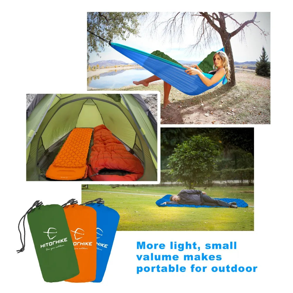 Inflatable Mattress Cushion Sleeping Bag Mat Fast Filling Air Moistureproof Camping Beach Mat with Pillow Sleeping Pad