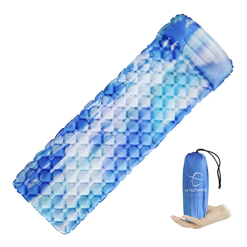 Inflatable Mattress Cushion Sleeping Bag Mat Fast Filling Air Moistureproof Camping Beach Mat with Pillow Sleeping Pad