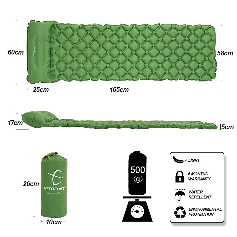 Inflatable Mattress Cushion Sleeping Bag Mat Fast Filling Air Moistureproof Camping Beach Mat with Pillow Sleeping Pad