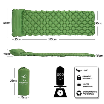 Inflatable Mattress Cushion Sleeping Bag Mat Fast Filling Air Moistureproof Camping Beach Mat with Pillow Sleeping Pad