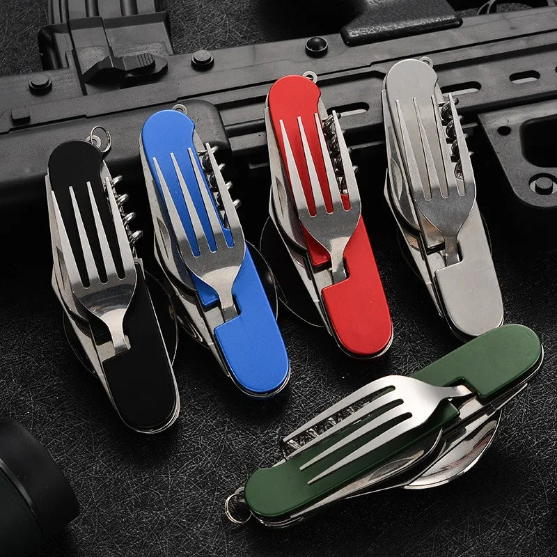 Mini Folding Detachable Combination Outdoor Hiking Travel Cutlery Multi-Open Aluminum Handle Swiss Knife Gift Fruit Knife