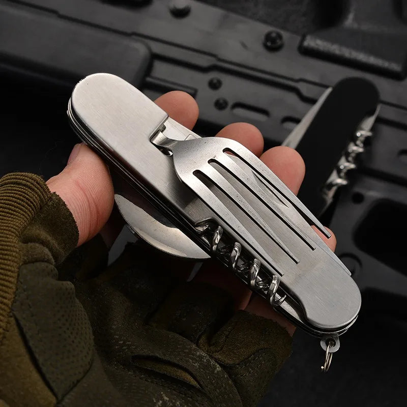 Mini Folding Detachable Combination Outdoor Hiking Travel Cutlery Multi-Open Aluminum Handle Swiss Knife Gift Fruit Knife