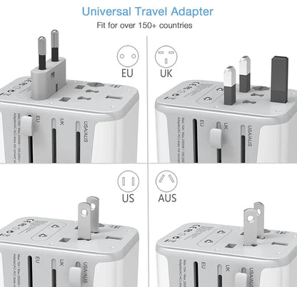 Universal Travel Adapter Worldwide with USB & Type C, International Plug All-In-One Wall Charger for US EU UK AUS Travel