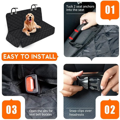 Dog Car Rear Seat Protective Cover Waterproof Dirt Resistant Pet Seat Cover Black Shoulder Strap Hammock Pet Travel Mattress