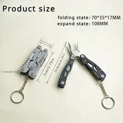 Mini Portable Camping Pliers Multi-Functional Pliers Keychain Small Tool Stainless Steel Folding Pliers Outdoor Tools