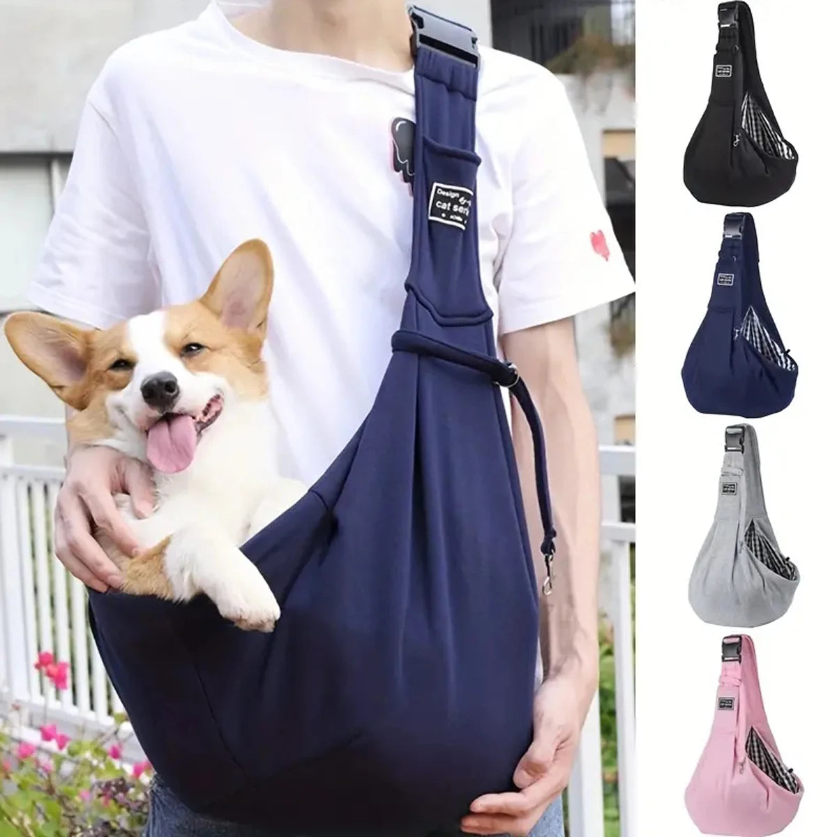 Adjustable Pet Dog Carrier Bag Outdoor Travel Puppy Single Shoulder Bags Dogs Comfort Sling Handbag Corgi Puppy Tote Pouch Tote