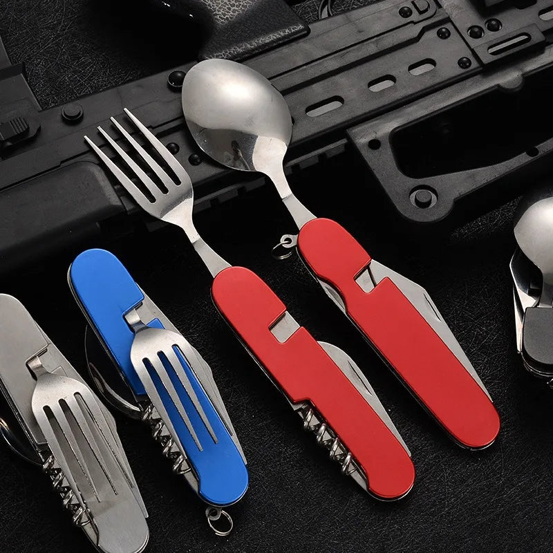 Mini Folding Detachable Combination Outdoor Hiking Travel Cutlery Multi-Open Aluminum Handle Swiss Knife Gift Fruit Knife