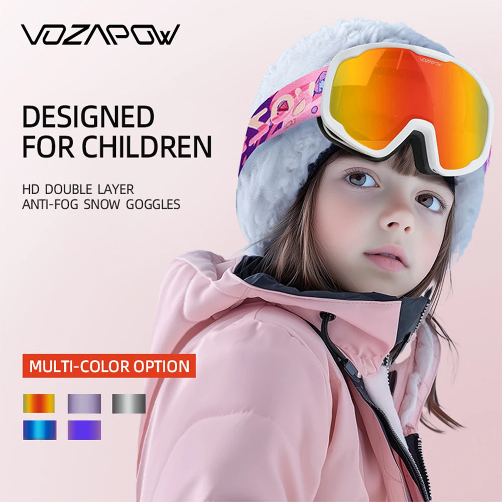 Kids Ski Goggles Double Layer anti Fog Photochromic Skiing Mask HD View Snowboard Eyewear UV400 Children Snow Sunglasses