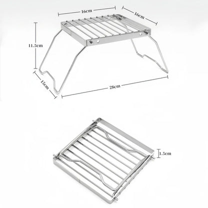 Ourdoor Stainless Steel Camping Grill Portable Foldable Mini Grill Rack Burner Stove Stand for Picnic Cooking Camping Equipment