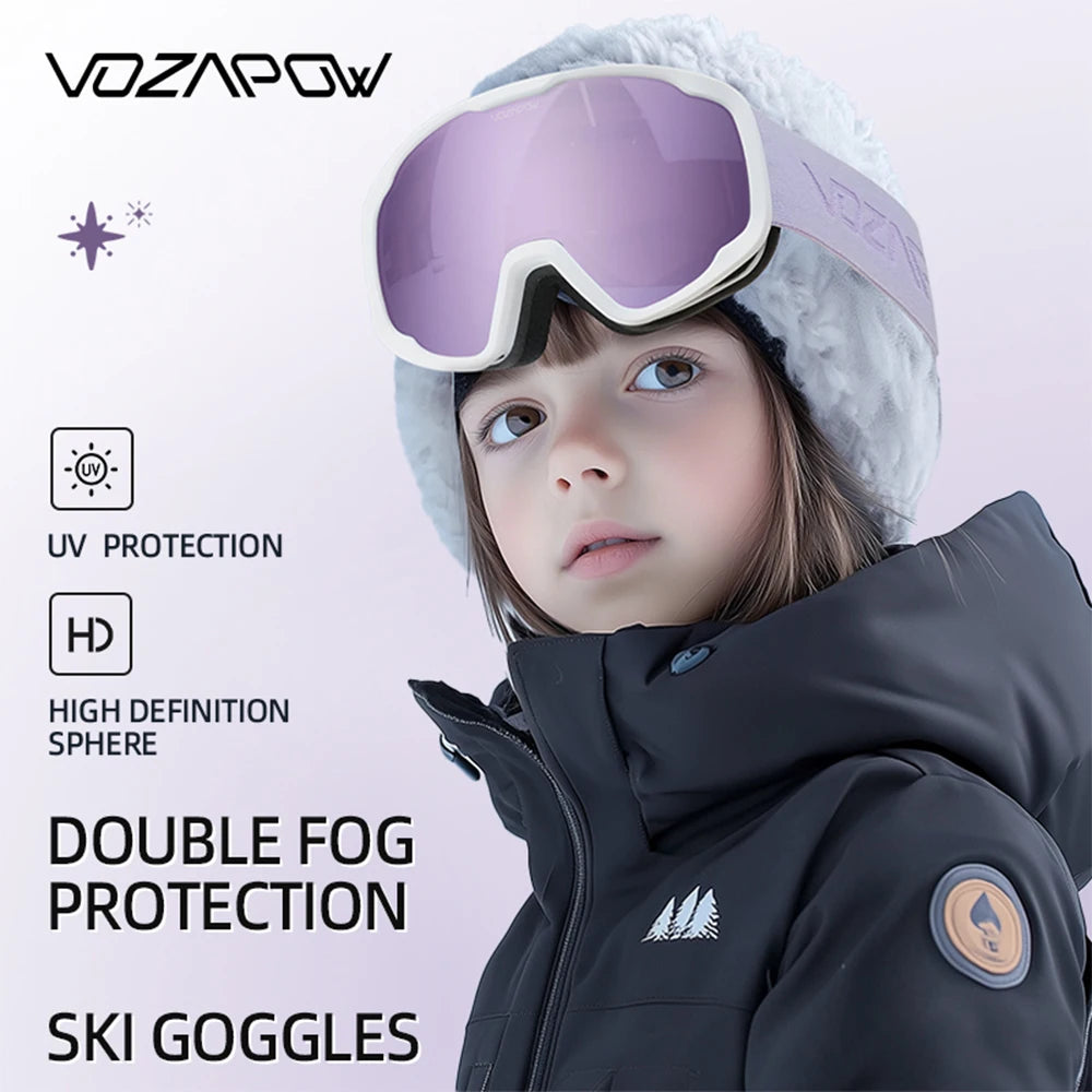 Kids Ski Goggles Double Layer anti Fog Photochromic Skiing Mask HD View Snowboard Eyewear UV400 Children Snow Sunglasses