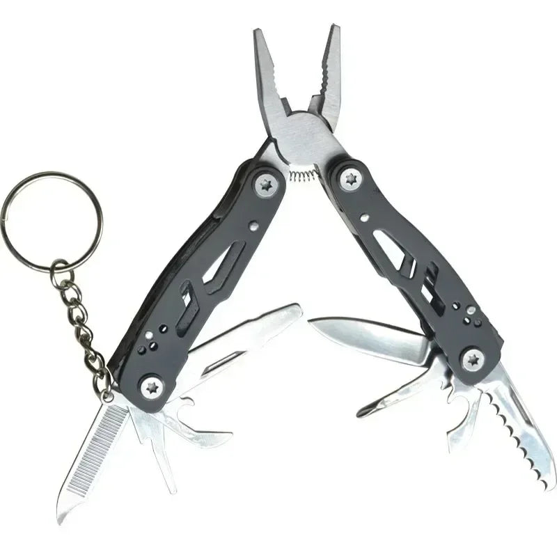 Mini Portable Camping Pliers Multi-Functional Pliers Keychain Small Tool Stainless Steel Folding Pliers Outdoor Tools