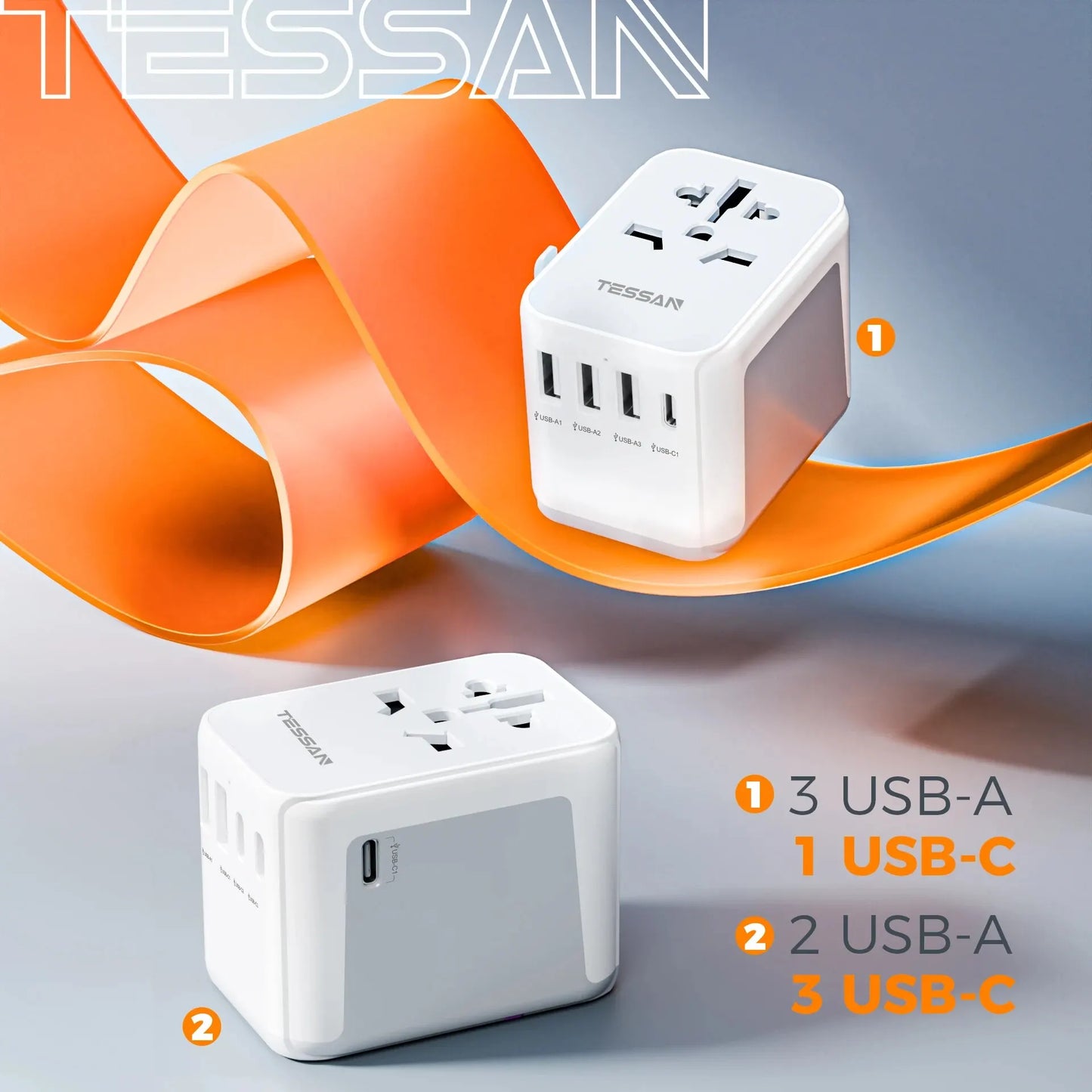 Universal Travel Adapter Worldwide with USB & Type C, International Plug All-In-One Wall Charger for US EU UK AUS Travel