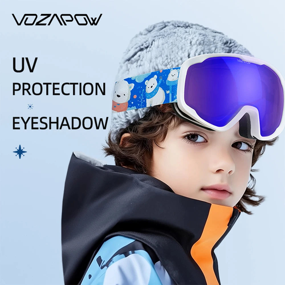 Kids Ski Goggles Double Layer anti Fog Photochromic Skiing Mask HD View Snowboard Eyewear UV400 Children Snow Sunglasses