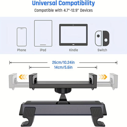 360 Degree Rotation Car Phone Holder & Tablet Mount for Rear Seat - High Quality & Comfortable Headrest Pillow Bracket