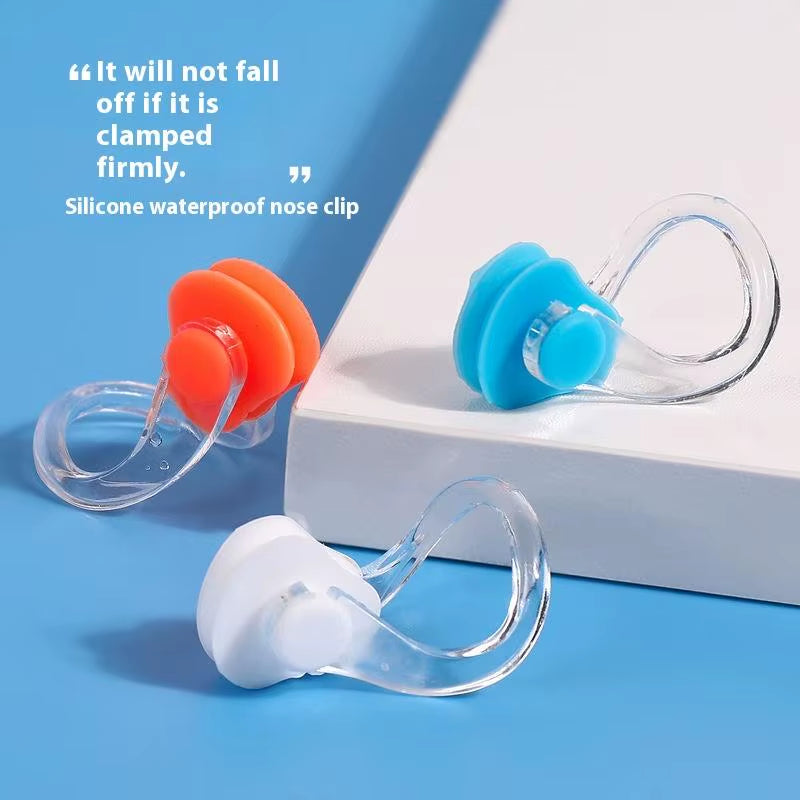 Swimming Nose Clip Earplug Set Silicone Professional Three-Layer Waterproof, Non-Slip and Anti-Choking Nose Obstruction Adult Sw