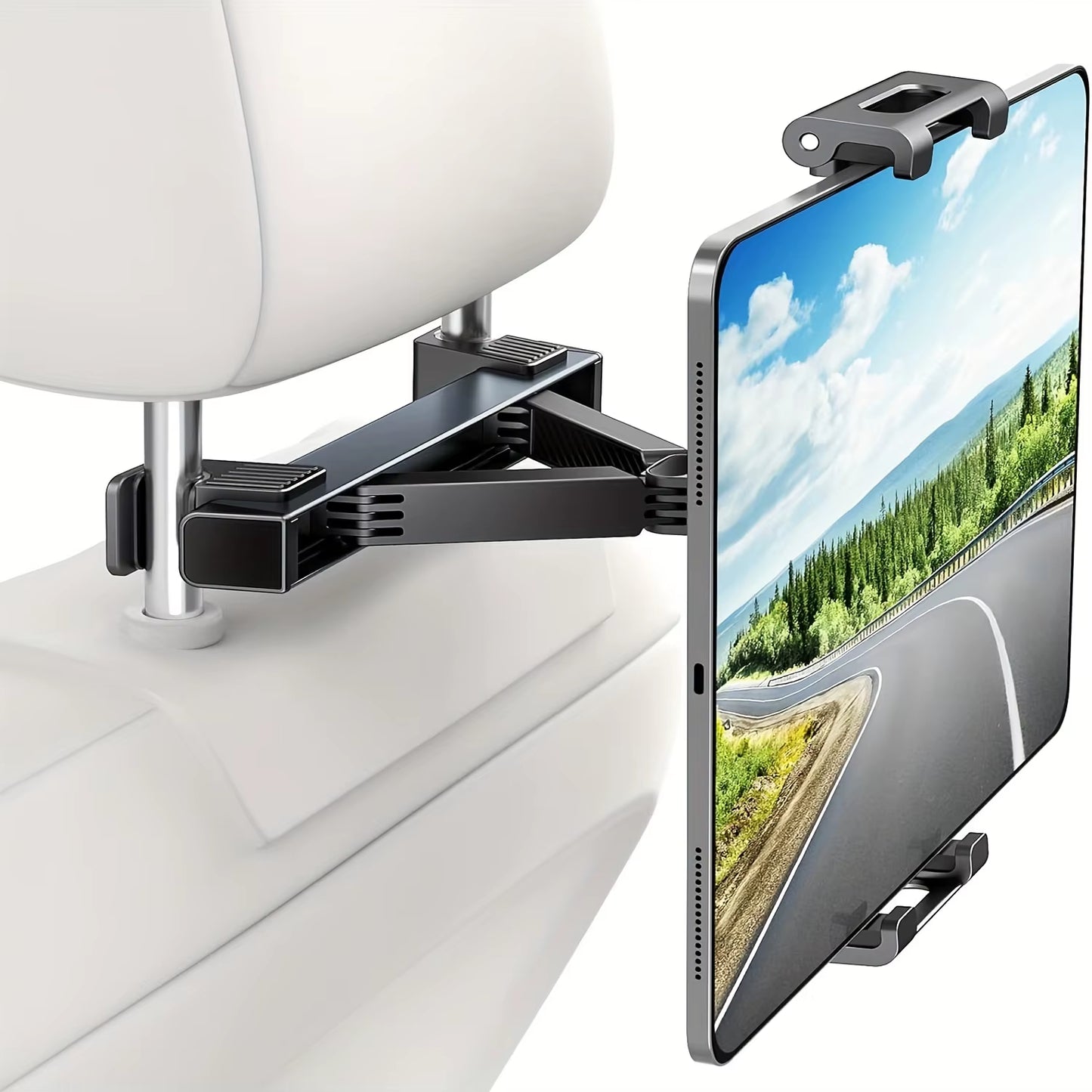 360 Degree Rotation Car Phone Holder & Tablet Mount for Rear Seat - High Quality & Comfortable Headrest Pillow Bracket