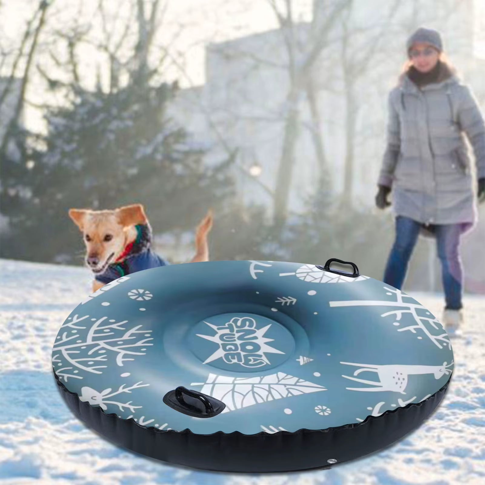 Skiing Snow Tube Sleigh Tubing Winter Outdoor Iatable Ski Circle Children Adult Ski Ring Skiing Thickened Floated Sled