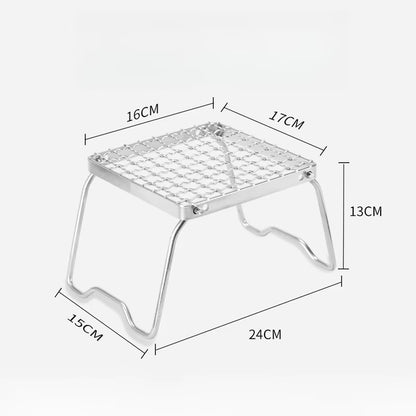 Ourdoor Camping Stainless Steel Camping Grill Portable Folding Mini Barbecue Rack Set Pot Holder Baking Tray Holder Camping Set