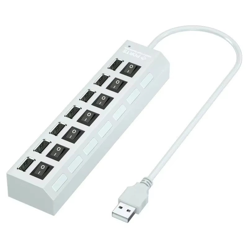 USB Hub 7 Port Multi USB Splitter Power Adapter Multiple Expander with on off Switch for PC Laptop Macbook Accessories